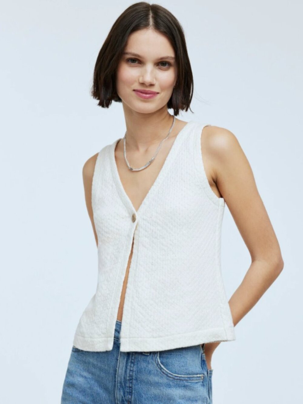 NWOT MADEWELL Pointelle Single-Button Vest